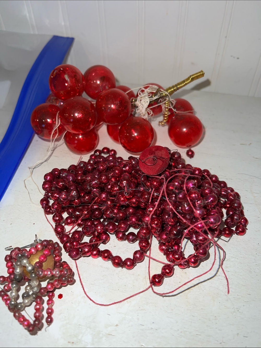 Lot Vintage Mercury glass garland balls for repurposing